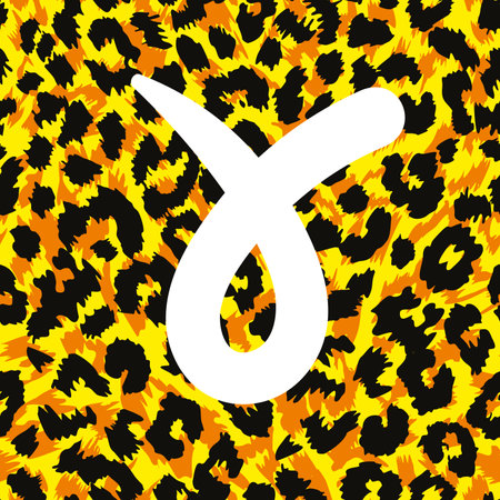 Vector illustration of the zodiac sign named Aries on animal print background. Design for t-shirts and horoscopes.のイラスト素材