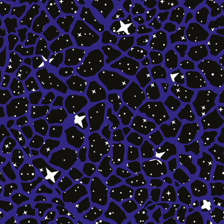 Continuous pattern of white stars on blue background. Seamless pattern vector for textile industry.