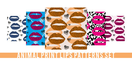 set of animal print lipsのイラスト素材