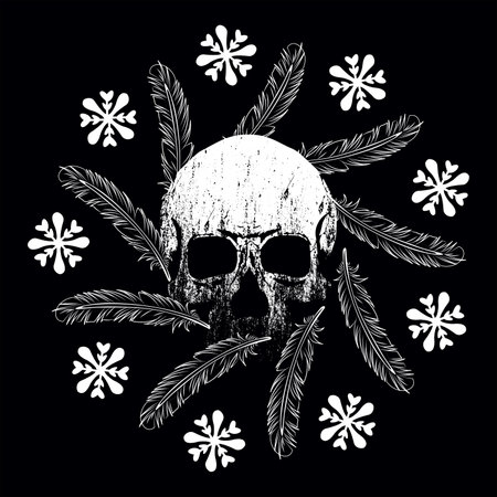 vector illustration of skull with native dream catcher for t-shirts or posters.のイラスト素材