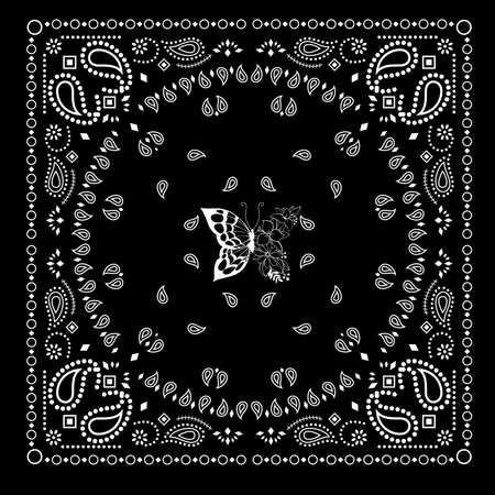 vector illustration of a monochrome mandala. Abstract design for the textile industryのイラスト素材