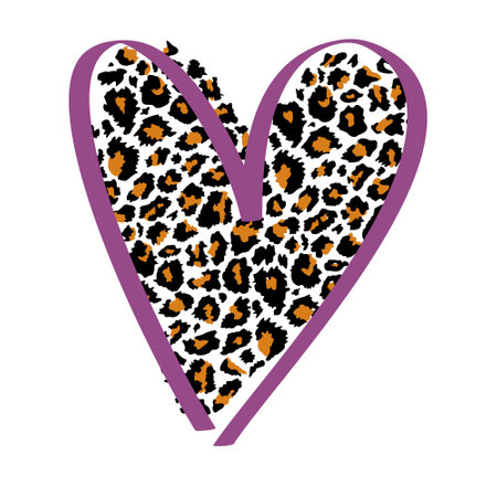 Design for a shirt of a leopard print heart isolated on whiteのイラスト素材
