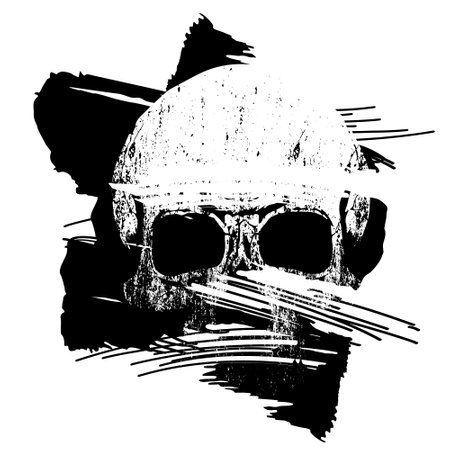 skull t-shirt design with paint stains on white backgroundのイラスト素材