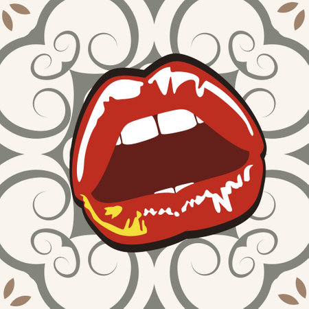 seamless pattern of a mosaic with red lips. Vintage background.のイラスト素材