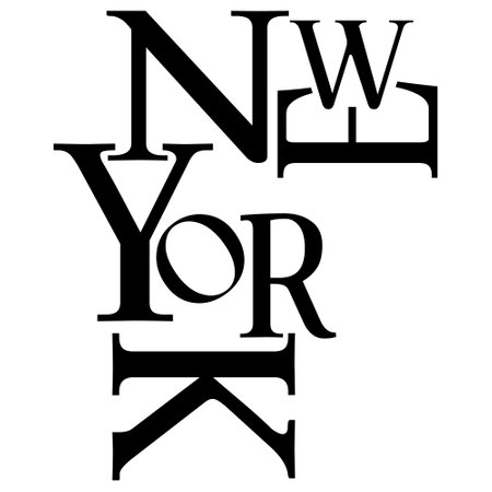 New York. Typographic design with the name of the city of New York in black letters on a white background.のイラスト素材