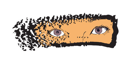 Design for a young Asian girl's eyes t-shirt. vector illustration good to illustrate the feminist struggleのイラスト素材