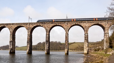 Railway Viaduct over the river Tweedの写真素材