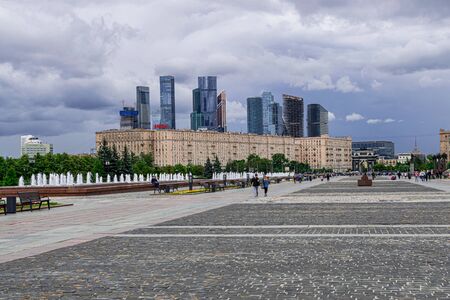 Moscow / Russia; June 06 2019: Victory Park on Poklonnaya Hill, with Moscow City skyline backgroundのeditorial素材