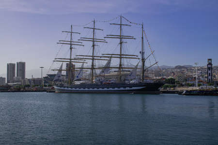 Tenerife / Spain; December 27 2019: Krusenstern four-masted barque, Russian sail training ship,...