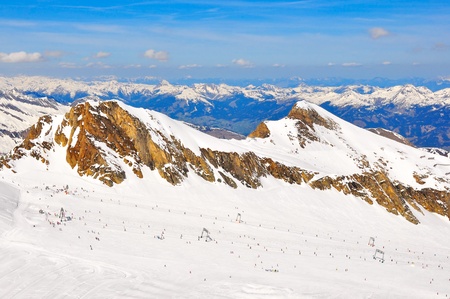 Austrian alps ski slope landscapeの写真素材