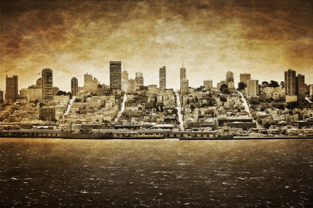 San Francisco vintage view from Alcatrazの写真素材
