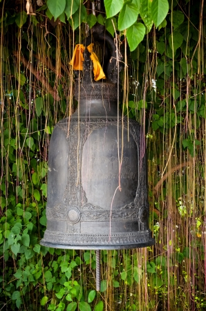 Detail of the bell at Golden mount  Wat Sutep , Bangkok, Thailandの写真素材