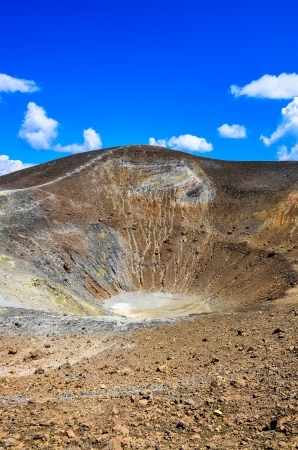 Vertical view of volcano crater on Vulcano island, Sicily, Italyの写真素材