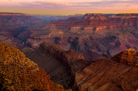 Grand Canyon colorful landscape view at sunrise, Arizona, USAの写真素材