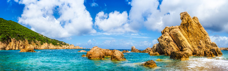 Ocean coastline scenic panoramic view in Costa Paradiso, Sardinia, Italyの写真素材