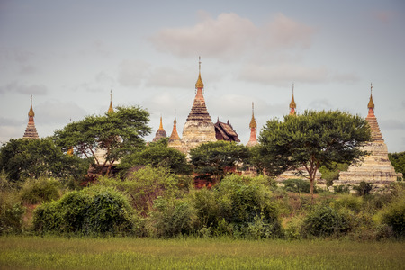 Scenic view of ancient temples in Old Bagan, Myanmarの写真素材
