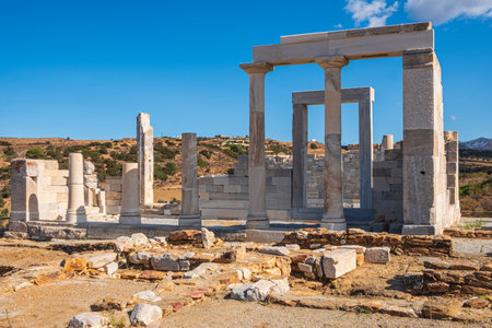 Architectual ruins of Temple of Demeter on Naxos island, Greece