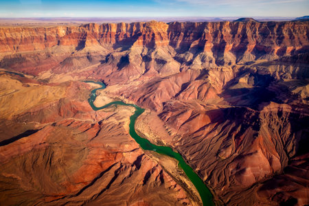 Grand canyon aerial view with Colorado river, USAの写真素材