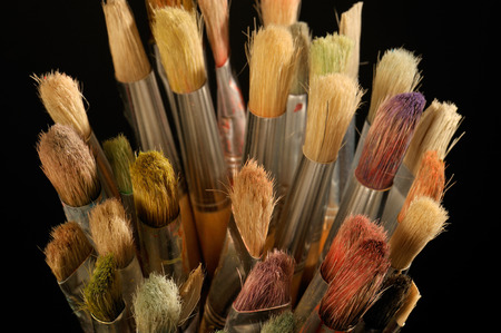 art paint brushes in a cupの写真素材