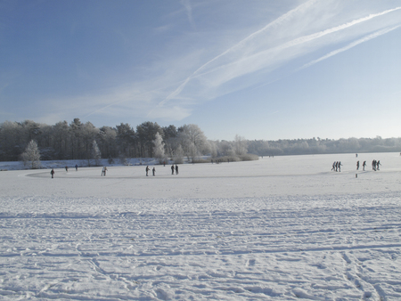 Skating on natural iceの写真素材