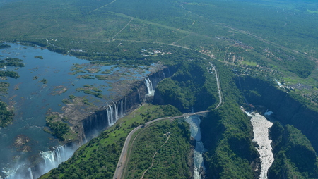 Victoria Falls from the air, Zimbabweの写真素材