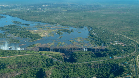 Victoria Falls from the air, Zimbabweの写真素材