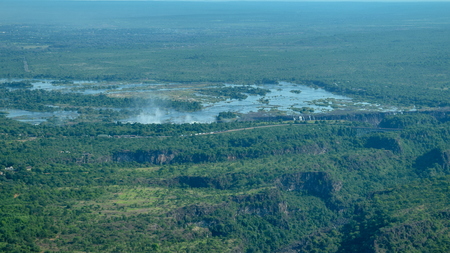 Victoria Falls from the air, Zimbabweの写真素材
