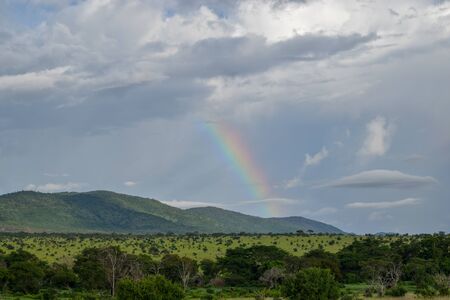 A rainbow in the panoramic mountain in Tsavo National PARK, kENYA