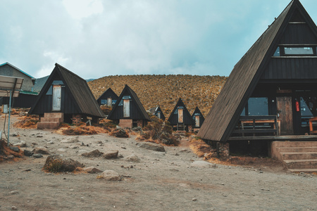 Horombo hut at Mount Kilimanjaro, Tanzaniaのeditorial素材