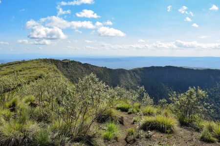 Scenic volcanic crater against sky, Mount Suswa, Kenya