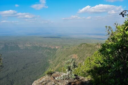 Scenic volcanic crater against sky, Mount Suswa, Kenya