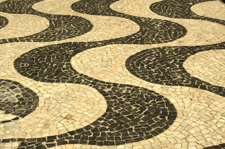 Typical sidewalk of Rio de Janeiro designed by Oscar Niemeyerの写真素材
