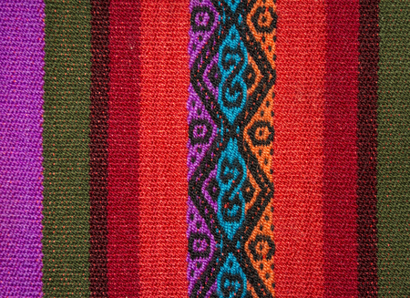 Andean weaving loom made in bright colorsの写真素材