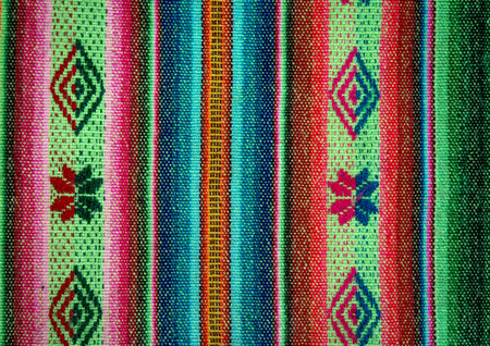 Andean weaving loom made in bright colorsの写真素材