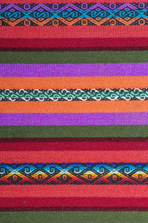 Andean weaving loom made in bright colorsの写真素材