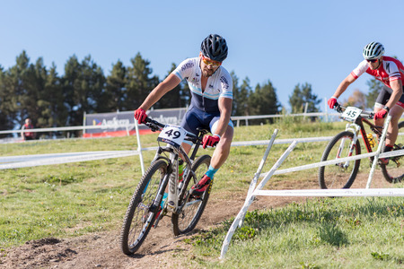 VALLNORD, ANDORRA  - JULY 18 : CYCLIST in the MERCEDES-BENZ UCI MTB WORLD CUP MASTERS 2018 - XCO - XCC - DHI Vallnord, Andorra on July 18, 2018 in Vallnord, Andorra Credit: Martin Silva Cosentino / Alamy Live Newsのeditorial素材
