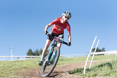 Vallnord, La Massana, Andorra. 17 July 2018. XCO MOUNTAIN BIKE MASTER WORLD CUP 2018, UCI, Mountain Bike World Cup MAsters 2018, Vallnord Andorra. 17/07/2018 Credit: Martin Silva Cosentino / Alamy Live Newsのeditorial素材