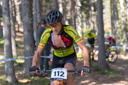 Vallnord, La Massana, Andorra. 17 July 2018. XCO MOUNTAIN BIKE MASTER WORLD CUP, XCO, Mountain Bike World Cup MAsters 2018 35 -  40 , Vallnord Andorra. 17/07/2018 Credit: Martin Silva Cosentino / Alamy Live Newsのeditorial素材