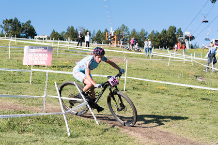 Vallnord, La Massana, Andorra. 17 July 2018. XCO MOUNTAIN BIKE MASTER WORLD CUP 2018, UCI, Mountain Bike World Cup MAsters 2018, Vallnord Andorra. 17/07/2018 Credit: Martin Silva Cosentino / Alamy Live Newsのeditorial素材