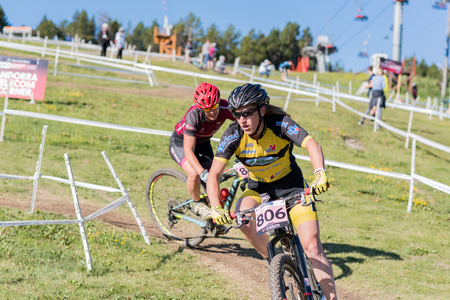 Vallnord, La Massana, Andorra. 17 July 2018. XCO MOUNTAIN BIKE MASTER WORLD CUP 2018, UCI, Mountain Bike World Cup MAsters 2018, Vallnord Andorra. 17/07/2018 Credit: Martin Silva Cosentino / Alamy Live Newsのeditorial素材