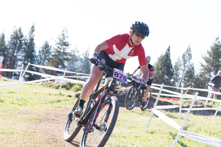 Vallnord, La Massana, Andorra. 17 July 2018. XCO MOUNTAIN BIKE MASTER WORLD CUP 2018, UCI, Mountain Bike World Cup MAsters 2018, Vallnord Andorra. 17/07/2018 Credit: Martin Silva Cosentino / Alamy Live Newsのeditorial素材