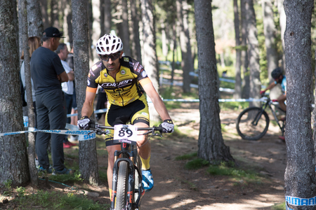 Vallnord, La Massana, Andorra. 17 July 2018. XCO MOUNTAIN BIKE MASTER WORLD CUP, XCO, Mountain Bike World Cup MAsters 2018 35 -  40 , Vallnord Andorra. 17/07/2018 Credit: Martin Silva Cosentino / Alamy Live Newsのeditorial素材