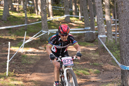 Vallnord, La Massana, Andorra. 17 July 2018. XCO MOUNTAIN BIKE MASTER WORLD CUP 2018, UCI, Mountain Bike World Cup MAsters 2018, Vallnord Andorra. 17/07/2018 Credit: Martin Silva Cosentino / Alamy Live Newsのeditorial素材