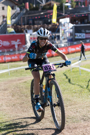 Vallnord, La Massana, Andorra. 17 July 2018. XCO MOUNTAIN BIKE MASTER WORLD CUP 2018, UCI, Mountain Bike World Cup MAsters 2018, Vallnord Andorra. 17/07/2018 Credit: Martin Silva Cosentino / Alamy Live Newsのeditorial素材