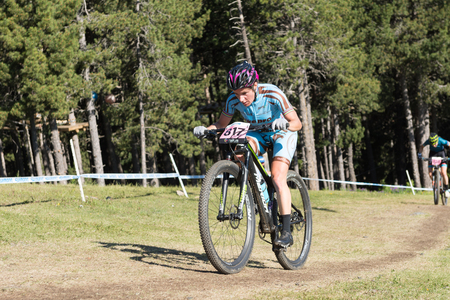 Vallnord, La Massana, Andorra. 17 July 2018. XCO MOUNTAIN BIKE MASTER WORLD CUP 2018, UCI, Mountain Bike World Cup MAsters 2018, Vallnord Andorra. 17/07/2018 Credit: Martin Silva Cosentino / Alamy Live Newsのeditorial素材