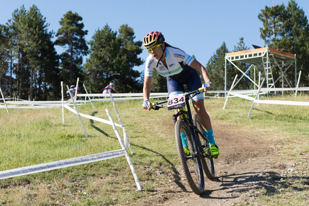 Vallnord, La Massana, Andorra. 17 July 2018. XCO MOUNTAIN BIKE MASTER WORLD CUP 2018, UCI, Mountain Bike World Cup MAsters 2018, Vallnord Andorra. 17/07/2018 Credit: Martin Silva Cosentino / Alamy Live Newsのeditorial素材