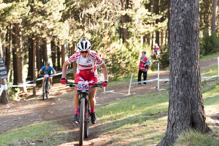 Vallnord, La Massana, Andorra. 17 July 2018. XCO MOUNTAIN BIKE MASTER WORLD CUP 2018, UCI, Mountain Bike World Cup MAsters 2018, Vallnord Andorra. 17/07/2018 Credit: Martin Silva Cosentino / Alamy Live Newsのeditorial素材