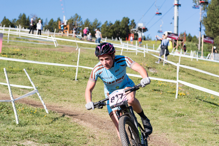 Vallnord, La Massana, Andorra. 17 July 2018. XCO MOUNTAIN BIKE MASTER WORLD CUP 2018, UCI, Mountain Bike World Cup MAsters 2018, Vallnord Andorra. 17/07/2018 Credit: Martin Silva Cosentino / Alamy Live Newsのeditorial素材