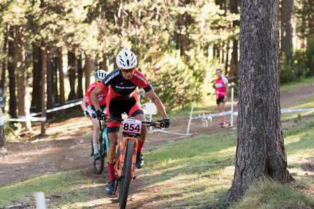 Vallnord, La Massana, Andorra. 17 July 2018. XCO MOUNTAIN BIKE MASTER WORLD CUP 2018, UCI, Mountain Bike World Cup MAsters 2018, Vallnord Andorra. 17/07/2018 Credit: Martin Silva Cosentino / Alamy Live Newsのeditorial素材