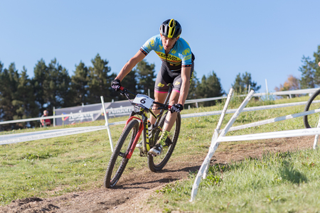 VALLNORD, ANDORRA  - JULY 18 : CYCLIST in the MERCEDES-BENZ UCI MTB WORLD CUP MASTERS 2018 - XCO - XCC - DHI Vallnord, Andorra on July 18, 2018 in Vallnord, Andorra Credit: Martin Silva Cosentino / Alamy Live Newsのeditorial素材